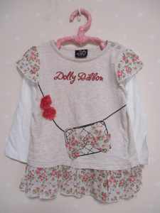 Ω Dolly Ribbon Ω★90㎝★ 可愛いお花とフリルの長袖Tシャツ ■アイボリー■