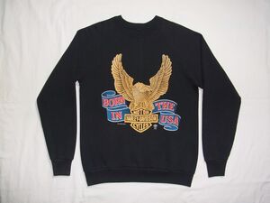 ☆ 80s90s ビンテージ HARLEY-DAVIDSON ハーレーダビッドソン BORN IN THE USA イーグル ロゴ スウェット ☆古着 FUNWEAR INC. 3D EMBLEM 