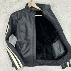 【極美品】 Liugoo Leathers リューグーレザーズ 【高級馬革】 メンズ ライダースジャケット レザージャケット 中綿 ライナー ブラック 黒