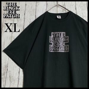 【希少XLサイズ】ブラックアイパッチ☆ラインストーンロゴ入りTシャツ/1782