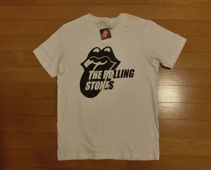 未着用 メンズ THE ROLLING STONES ローリングストーンズ Tシャツ Mサイズ 新品 白×黒 MEN