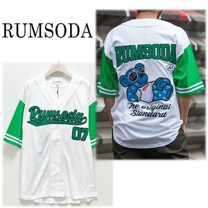 《RUMSODA ラムソーダ》新品 オーバーサイズ 豪華ベアーワッペン ベースボールシャツ シャツジャケット ユニセックス L S0270