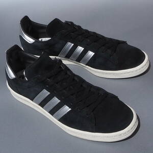 美品!! 23年製 US 10 ・28cm adidas キャンパス80s 黒ｘ銀 スエード CAMPUS 80s 天然皮革