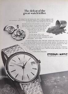 稀少・時計広告！1960年代エテルナ 時計広告/Eterna 3000 Dato Watch/O