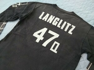 Langlitz Leathers ラングリッツ レザー オールドモデル ロンT 長袖 Mサイズ 黒ブラック/検 ヴィンテージ バイカー ハーレー ナックル