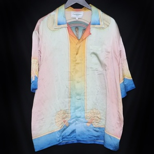 CASABLANCA SILK SATIN CUBAN COLLAR SHORT SLEEVE SHIRT Lサイズ MS22-SH-003 カサブランカ シルクサテンキューバカラー半袖シャツ