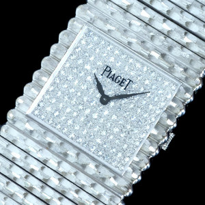 C4353【PIAGET】定価千万円位 ピアジェ 純正ダイヤモンド 最高級18KWG無垢セレブリティメンズ手巻 腕周り18.5cm 重さ208.0g ケース幅24.7mm