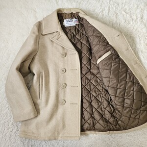 美品 ショット【レアカラー ベージュ 740 メルトン Pコート 40 L～ＸL 相当】SCHOTT ピーコート USA製 PEA JACKET 裏地 キルティング 中綿