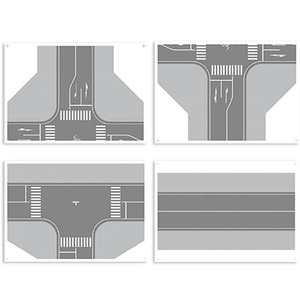 訳あり品Ｖ★送料無料★ジオラマ レイアウト用道路シート シリーズ 交差点(白線)セット 1/150 Ｎゲージ 鉄道模型 建築模型 ミニチュア