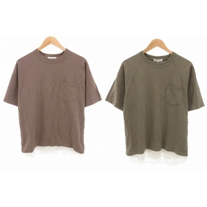 ユナイテッドアローズ A DAY IN THE LIFE UNITED ARROWS 2点セット Tシャツ 半袖 フェイクレイヤード S カーキ 茶 ブラウン /TZ