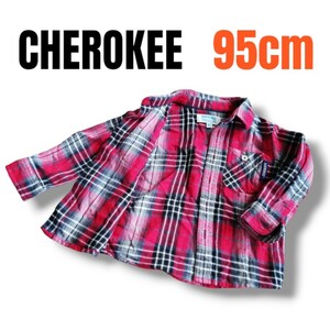 【お得!!】CHEROKEE チェック シャツ 上着 アウター 赤 95㎝ 長袖シャツ ネルシャツ チェック柄