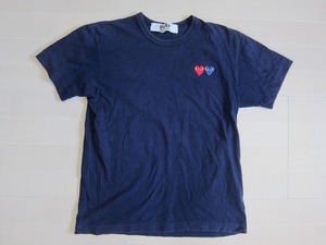 PLAY COMME des GARCONS プレイ コムデ ギャルソン ダブルハート Tシャツ M ネイビー