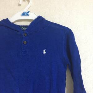 POLO RALPH LAUREN ポロ ラルフローレン KIDS 110サイズ パーカー 麻100％ 長袖 青 夏 梅雨