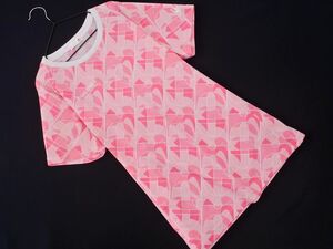 ネコポスOK le coq sportif ルコックスポルティフ ロゴ 刺繍 総柄 トレーニングウェア Tシャツ size0/ピンク ■◆ ☆ efb4 レディース