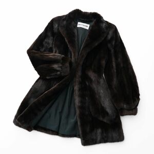 GQ0119▲BLACKGLAMA/ブラックグラマ ダークミンク ファーコート/ファージャケット 最高級毛皮 MINK リアルファー ダークブラウン系 サイズ9