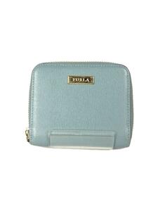 FURLA◆ラウンドジップ/2つ折り財布/レザー/ブルー/レディース