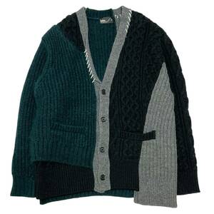 Kolor カラー　20AW Docking Knit Cardigan グレーxグリーン系 サイズ:1