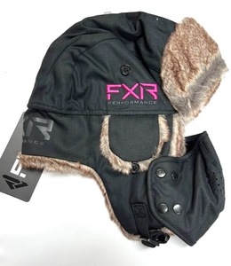 FXR Racing カナダ スノーモービル 防寒 帽子 Trapper Hat トラッパー ハット 黒/ピンク Black/Pink L/XLサイズ 約58-62cm ● 新品未使用