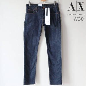 新品 ARMANI EXCHANGE ストレッチ スリム ジーンズ デニム パンツ 美脚 細身 未使用 アルマーニ インディゴ メンズ W30 Mサイズ 程度