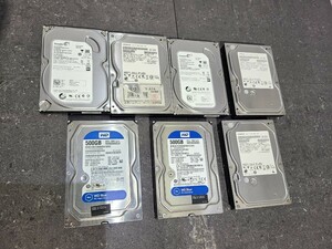 【中古動作品】管1Z92 HDD 3.5インチ　500GB WD TOSHIBA Ssagate 7個セット　フォーマット済み