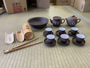 戸0729 茶器 煎茶道具 茶道具 湯呑 陶器 急須 美品 セット