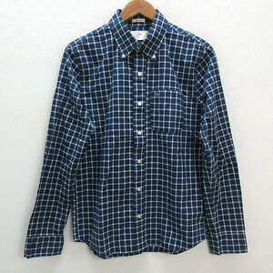 s■アバクロンビー&フィッチ/Abercrombie&Fitch チェック柄 長袖BDシャツ【S】紺/MENS/102【中古】