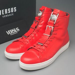 GQ3809//*ヴェルサス ヴェルサーチ/VERSUS VERSACE*メンズ43/ライオンヘッド/レザースニーカー/ハイカット/靴/赤/レッド