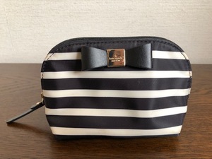 ☆即決*USED【ケイトスペード Kate spade】ポーチ*ボーダー*ストライプ*黒×白☆