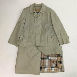 ■80s BURBERRY バーバリー ステンカラーコート アウター インナー付き ロング チェック ブラウン メンズ 平置き採寸参照(L相当) /1.24kg■