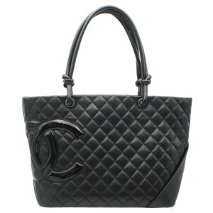 ★A2425 良好 シャネル カンボンライン レザー ラージ トートバッグ ブラック CHANEL レディース★