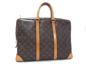 1円 ■美品■ LOUIS VUITTON ルイヴィトン M40226 モノグラム ポルトドキュマン ヴォワヤージュ ビジネスバッグ ブラウン系 FK1221