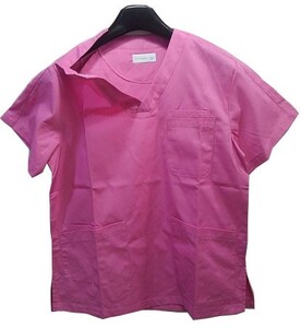 CH1330-5◇ 新品 訳あり 男女兼用 カラースクラブ ナース服 Vネック 速乾 介護 看護 メディカル 5ポケット サイズ S ホットピンク