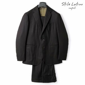 ◆【Stile Latino(スティレラティーノ)/秋冬/ウールカシミヤサキソニーストライプ柄3Bスーツ(VINCENZO)】[stl2370271-48]