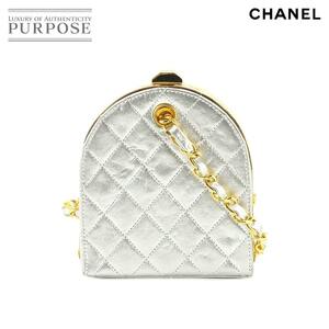 シャネル CHANEL マトラッセ がま口 チェーン ショルダー バッグ レザー シルバー ゴールド 金具 ヴィンテージ Matelasse Bag 90228363