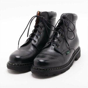 1円■美品■PARABOOT パラブーツ■レザー レースアップ ショート ブーツ 6.5 82514 ブラック 黒 本革 靴 メンズ ブランド EEM U43-9