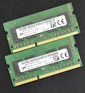 2GB 2枚組 (合計 4GB) PC3L-12800S DDR3L-1600 S.O.DIMM 204pin 1Rx16 4chip 1.35V/1.5V(低電圧対応) MT Micron 2G 4G (管:SB0415 x2s