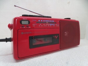 ■HITACHI TRK-5450 ラジオカセットレコーダー レッド 日立 ラジカセ 電源コード付き USED 12340■！！