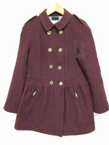 【送料込】[キッズ/子供]　BURBERRY　バーバリー　コート　160cm　バーガンディ色　ワインレッド系色　毛混　女の子用 /n472894