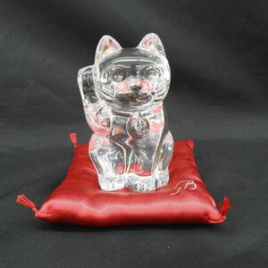 【中古品】Baccarat バカラ ラッキーキャット 招き猫 フィギュリン 置物 クリスタル 11607132 0619