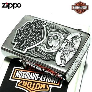 ZIPPO ハーレー ダビッドソン イーグル メタル ロゴ かっこいい ジッポ ライター 渋い シルバー おしゃれ メンズ レディース ギフト 銀