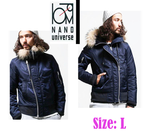 nano universe　ナノユニバース　DOUBLE ZIP N-2B JACKET NUC43CT0787SH リアルファー N2-B ネイビー SIZE / L