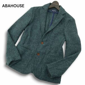 ABAHOUSE アバハウス 秋冬 ウール100％★ ツイード 2B テーラード ジャケット ブレザー Sz.2　メンズ 青系　A4T10428_A#N