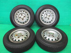 ☆2022年製 BRIDGESTONE W300 145/80R12 80/78N LT☆鉄チンホイール【12×4J 4H-PCD100】埼玉県発 4本set 軽トラ 軽バンなど