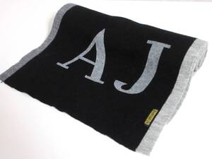 ARMANI JEANS アルマーニ ジーンズ マフラー ニット ロゴ 黒 yg692