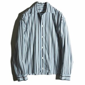 K4465f55　■E.TAUTZ イートウツ エディフィス 購入■　Pajama Shirt コットン パジャマシャツ ブルー XS / 長袖 オーバーサイズ 春夏