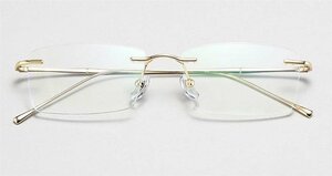 【新品】超軽量メガネ！ 金属 チタン 眼鏡フレーム ふち無し レンズ交換可能 ファッション小物 男女兼用 ゴールド