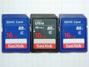 ★SanDisk ＳＤＨＣメモリーカード １６GB ３枚 中古★送料８５円・１８５円