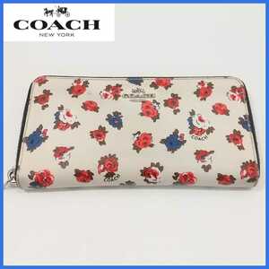 COACH 長財布 花柄 ラウンドファスナー ロングウォレット ボタニカル柄 正規品 送料無料