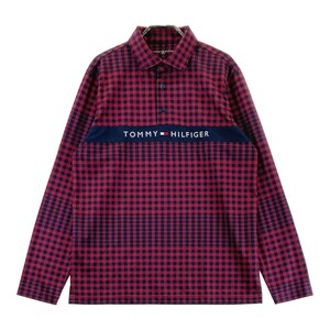 TOMMY HILFIGER GOLF トミー ヒルフィガーゴルフ 長袖 ポロシャツ 千鳥柄 レッド系 L [240101312793] ゴルフウェア メンズ