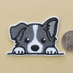 ボーダーコリー 犬 刺繍 アイロン ワッペン アップリケ an-s63